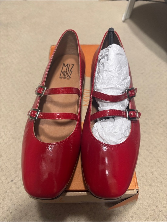 Miz Mooz Shoes - New Miz Mooz Red Patent Double-Strap Mary Jane Flats
